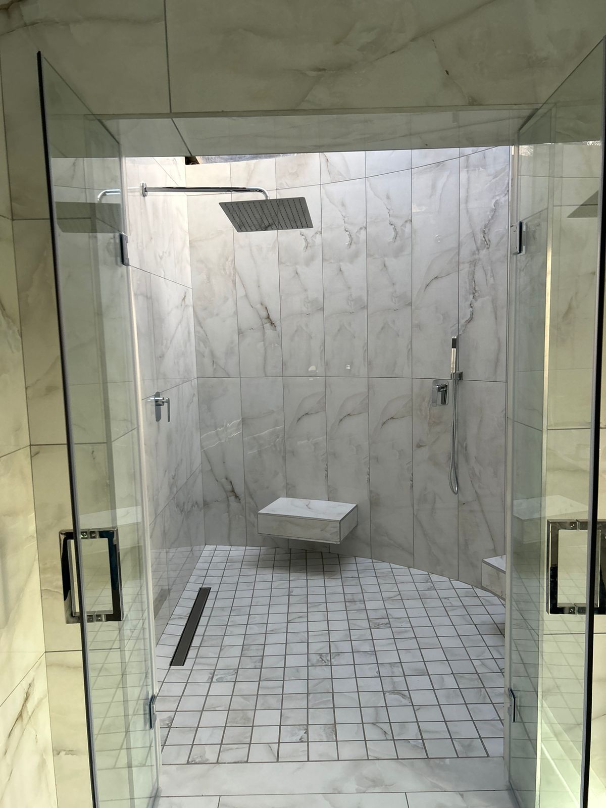 Walk-In Marble Shower Enclosure