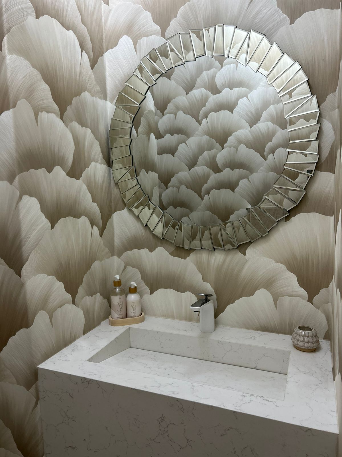 Statement Mirror & Patterned Feature Wall