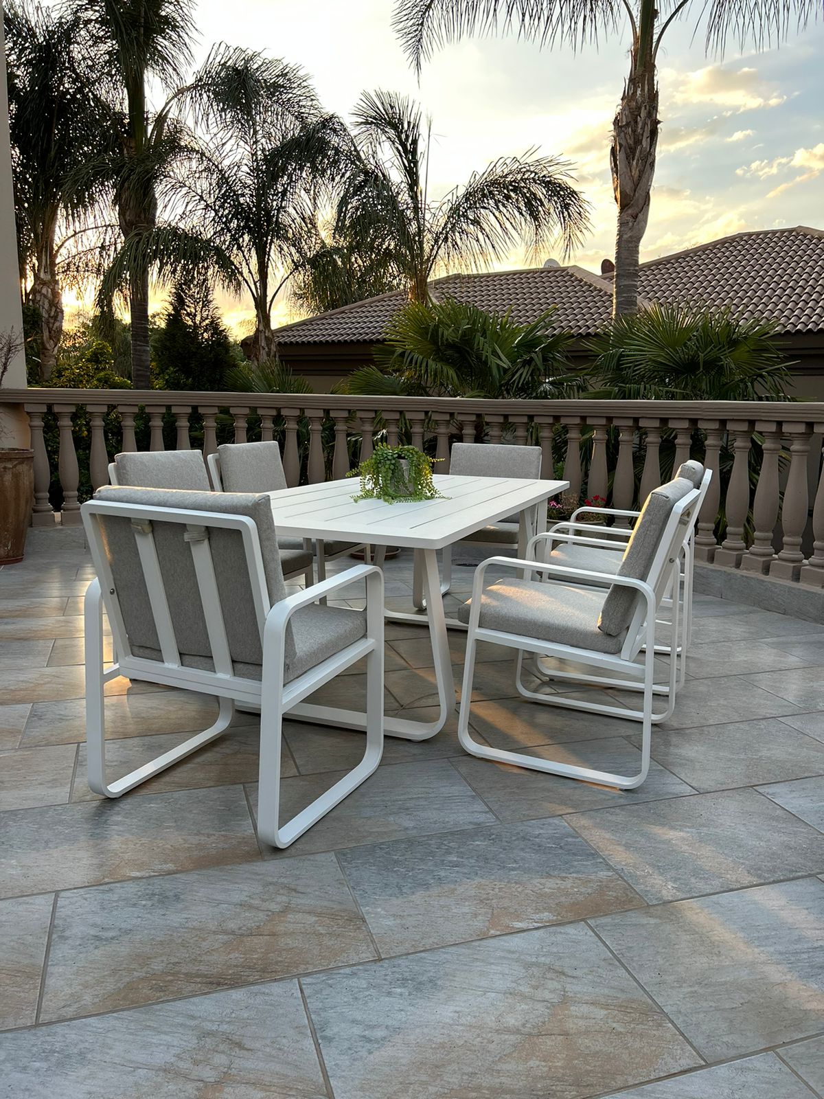 Outdoor Patio Dining Set & Tiled Terrace